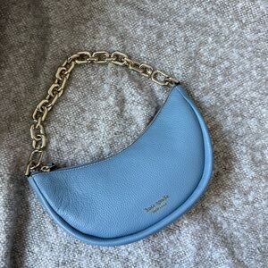 🦋 NWT Kate Spade Soft Sky Blue Crescent Shoulder Bag with Chain & Body Strap 🦋